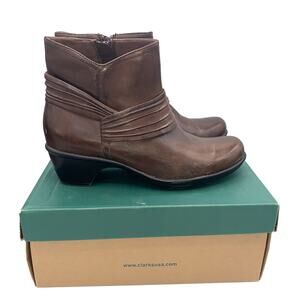 Clarks WISH MOOD 36799 Brown Leather Ankle Boots Women's Size 8M
